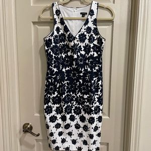 Ann Taylor Navy and White Floral Shift Dress